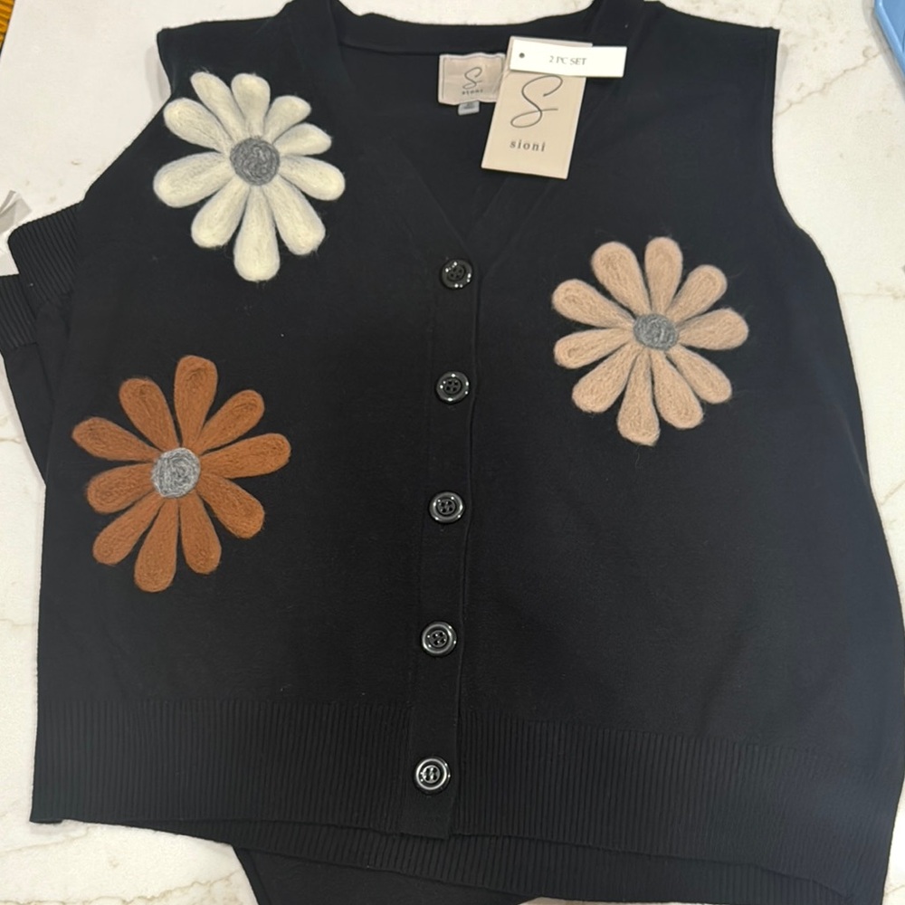 Sioni Black Vest & Pant Set